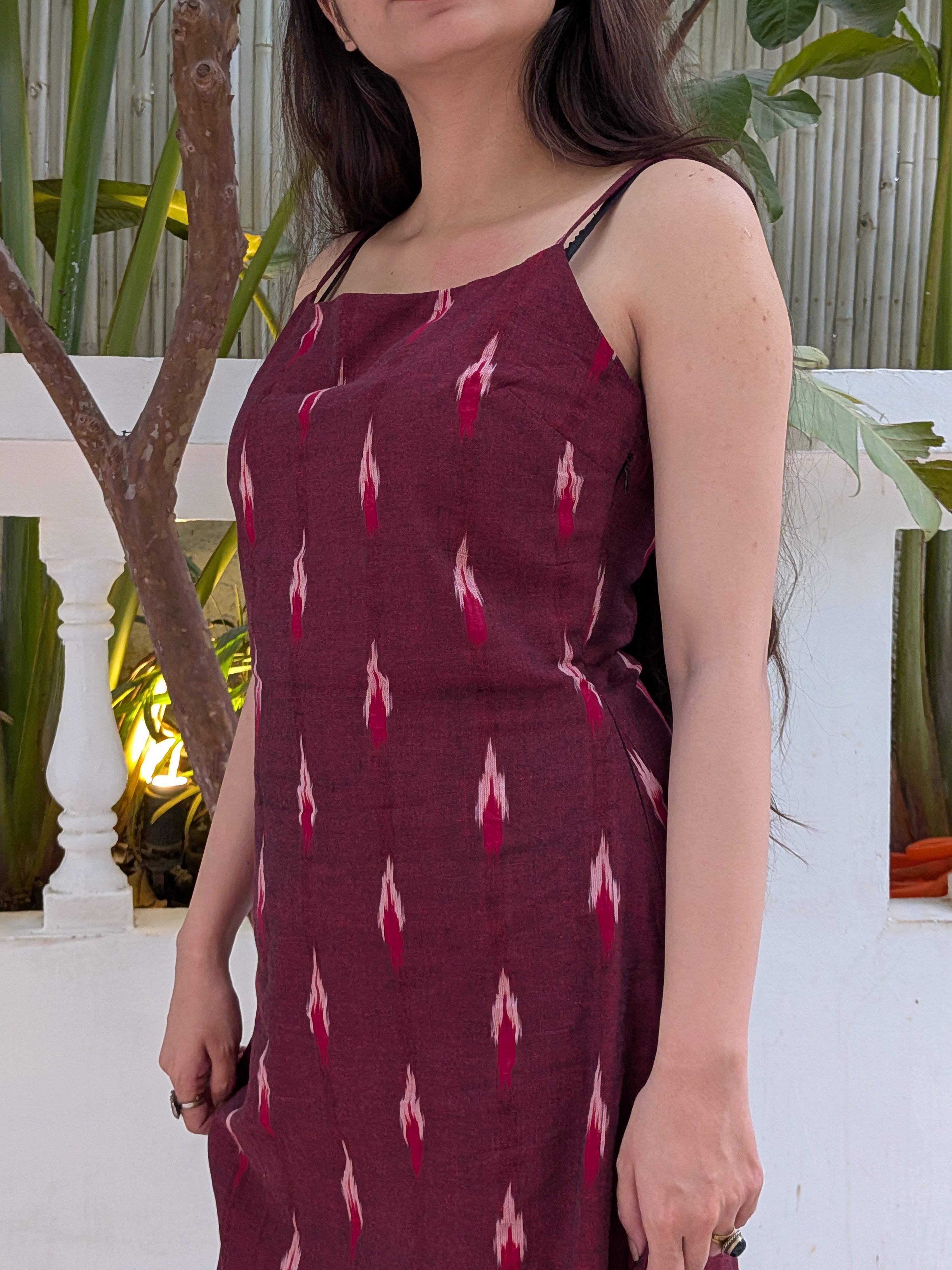TRACES| Slit Dress-Ikat Fabric